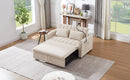 55.9" Convertible Sofa Bed Loveseat Sofa with Three USB Ports, Two Side Pockets, Two Cup Holders and 360Swivel Phone Holder for Living Room, Beige