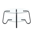Retro Minimalist Style Metal Frame Double Layer Tempered Glass Coffee Table by HouseOfZazla