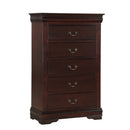 Contemporary Louis Philip Cherry Chest With Five Drawers Solid Wood Ample Storage - Cherry by HouseOfZazla