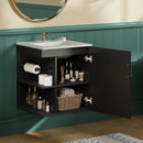 Modern Wall Mounted Bathroom Cabinet With Side Shelf And Ceramic Sink by Unique Piece Furniture