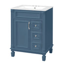 Bathroom Vanity With Ceramic Sink, Compact Cabinet With 2 Drawers And Adjustable Shelf - Blue by HouseOfZazla