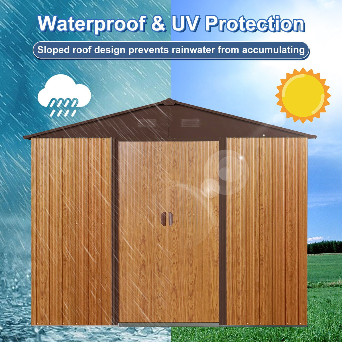 Outdoor Metal Storage Shed With Floor Base, photo 37 of 40