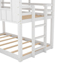 Twin Over Twin House Bunk Bed With Slide And Windows - White / Gray by HouseOfZazla