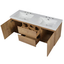 Double Sink Bathroom Vanity, Cabinet & Soft Close Doors, Divided Drawers, Wall Mounted Storage - Wood by HouseOfZazla