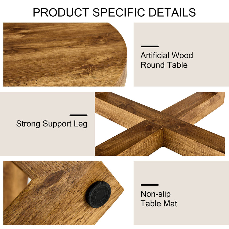 A modern and practical circular dining table. Made of MDF tabletop and wooden MDF table legs. Suitable for living room and bedroom. 42 inches x 42 inches x 30 inches