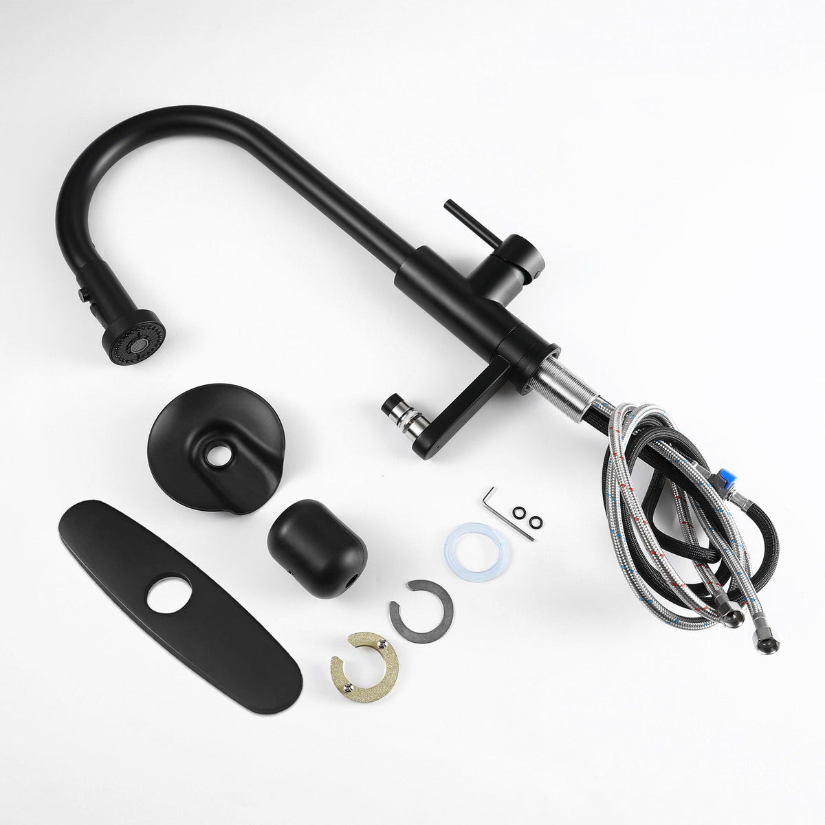 3 In 1 Kitchen Faucet With Press Type Glass Rinser, High Arc Pull Down Sprayer, photo 26 of 28
