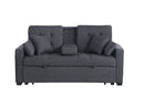 Cody II - Convertible Sleeper Loveseat With Cup Holder, Charging Ports and Pocket - Dark Gray by HouseOfZazla