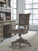 Lancaster Rustic Upholstered Swivel Chair Dove Gray