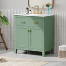 Bathroom Vanity With Ceramic Sink, Modern Single Bathroom Cabinet With 2 Doors And A Shelf, Soft Close Doors by Unique Piece Furniture