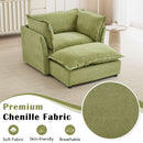 Modern Cozy Upholstered Armchair Sofa With Movable Ottoman