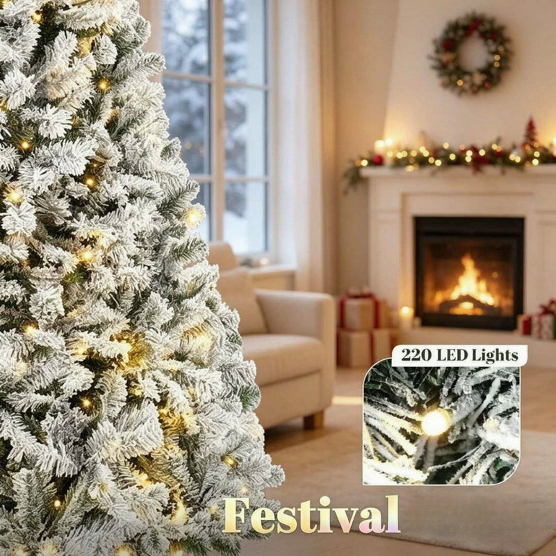6 Ft Pre-Lit Flocked Fraser Fir Artificial Christmas Tree, photo 8 of 8