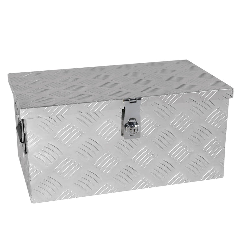 20 Inch Silver Aluminum Tool long Box 5 Bar Tread Flat box for Truck Car Outdoor Trailer Pickup Underbody RV ATV Storage Tools Organizer with Lock Side Handle and Keys (20.1"x11.8"x9.3")