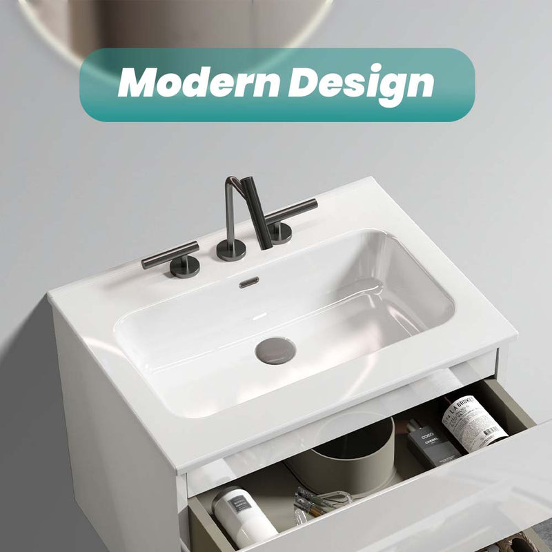 Glossy White Ceramic Integrated Sink, photo 2 of 10