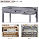 TREXM 4-Piece Dining Table Set for 3, Retro Kitchen Table and Chairs Set with 3 Storage Drawers, Ideal for Small Spaces (Gray)