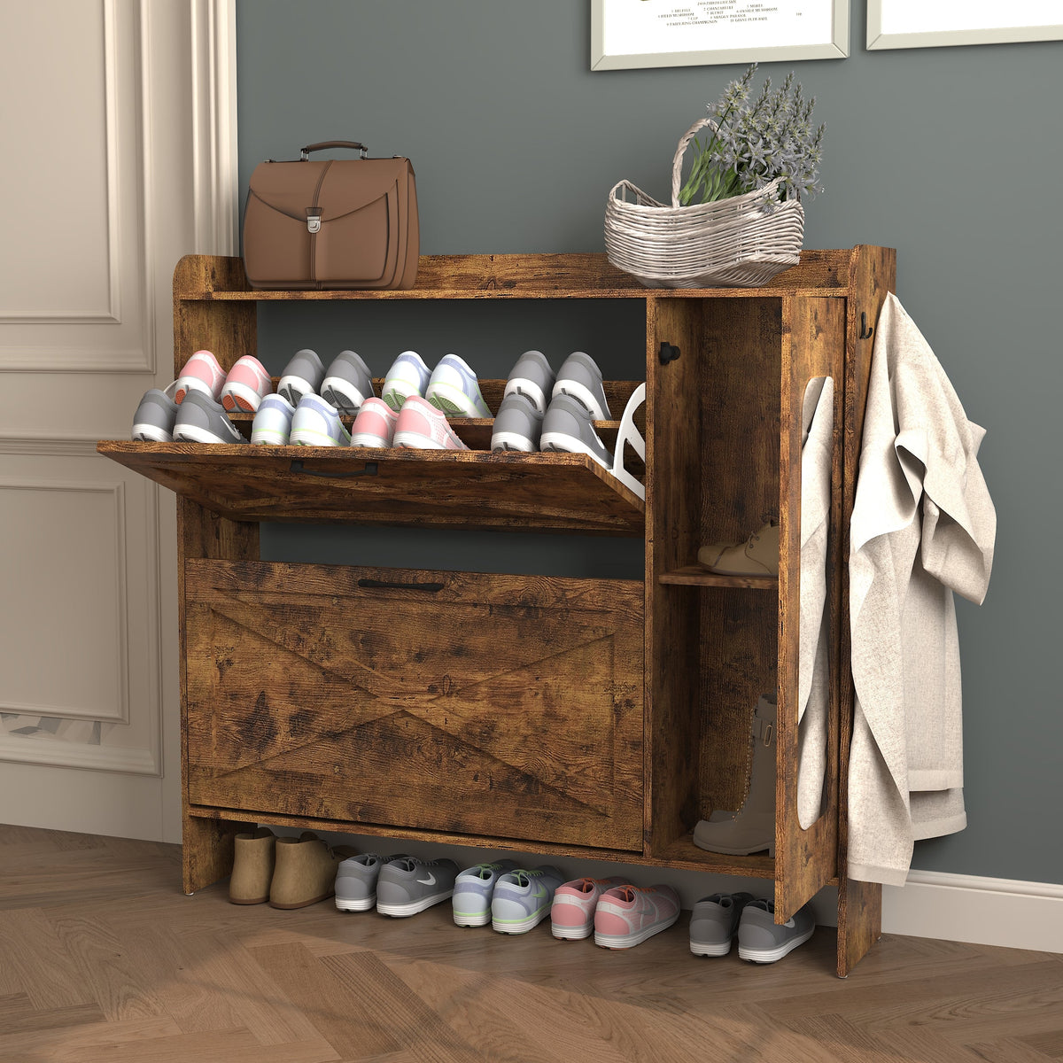 Shoe Storage Cabinet with 2 Flip Drawers, photo 5 of 8