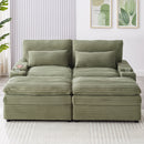 Convertible Loveseat Sofa With Storage, USB Ports, Cup Holders