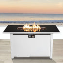 Outdoor Fire Pit Table With Lid - White / Black by HouseOfZazla