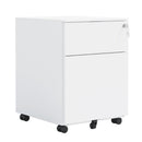 2 Drawer Mobile File Cabinet with Lock Steel File Cabinet for Legal/Letter/A4/F4 Size, Fully Assembled Include Wheels, Home/ Office Design, White