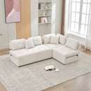 91.73" L-shaped Sofa Sectional Sofa Couch with 2 Stools and 2 Lumbar Pillows for Living Room, Biege