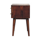 Solid Wood Chestnut T-Bar Nightstand, 2-Drawers, Nordic Legs