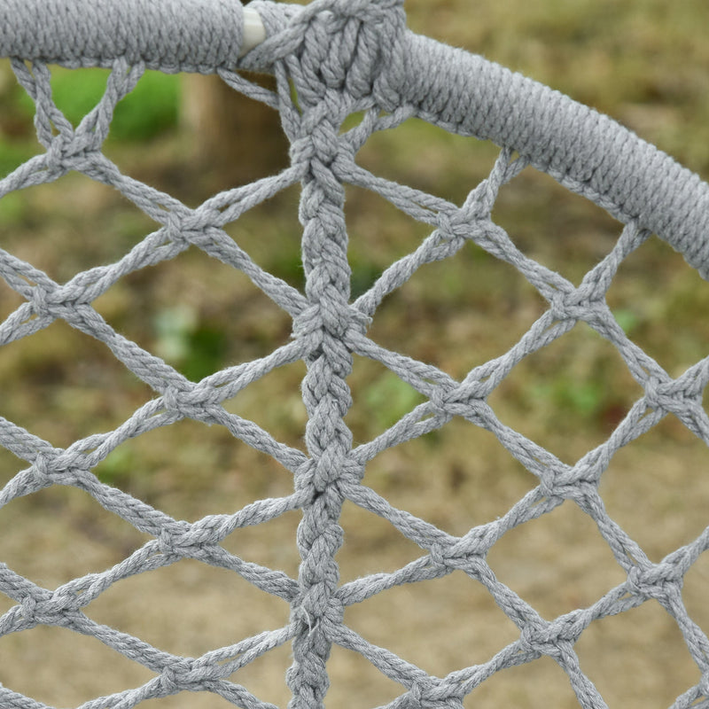 2-Person Hammock Chair Macrame Swing with Soft Cushion, Hanging Cotton Rope Chair for Indoor Outdoor Home Patio Backyard, Grey