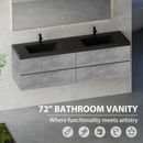 72" Floating Vanity with Sink, Modern Wall-Mounted Storage Cabinet by HouseOfZazla