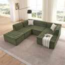 U-Shaped Modular Sectional Sofa With Chaise And Movable Ottoman With Wave-Shaped Armrest by HouseOfZazla