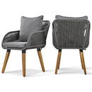 5 Pieces Patio Furniture Chair Sets, Patio Conversation Set With Wicker Cool Bar Table, Ottomans,Outdoor Furniture Bistro Sets for Porch,Backyard,Balcony,Poolside Grey