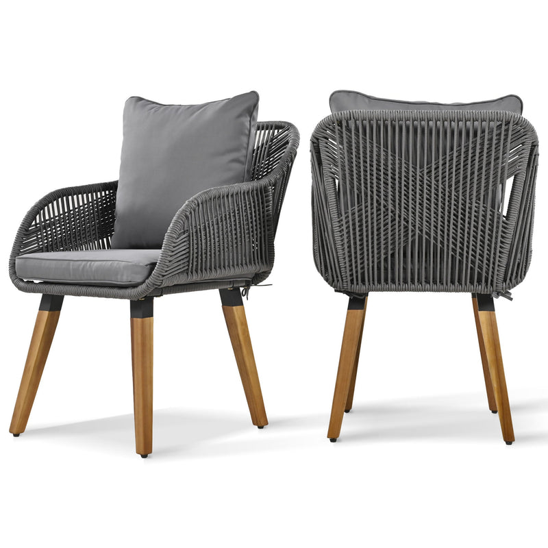 5 Pieces Patio Furniture Chair Sets, Patio Conversation Set With Wicker Cool Bar Table, Ottomans,Outdoor Furniture Bistro Sets for Porch,Backyard,Balcony,Poolside Grey