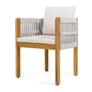7 Piece Outdoor Dining Set with Table and Chairs - Beige / Teak / White by HouseOfZazla