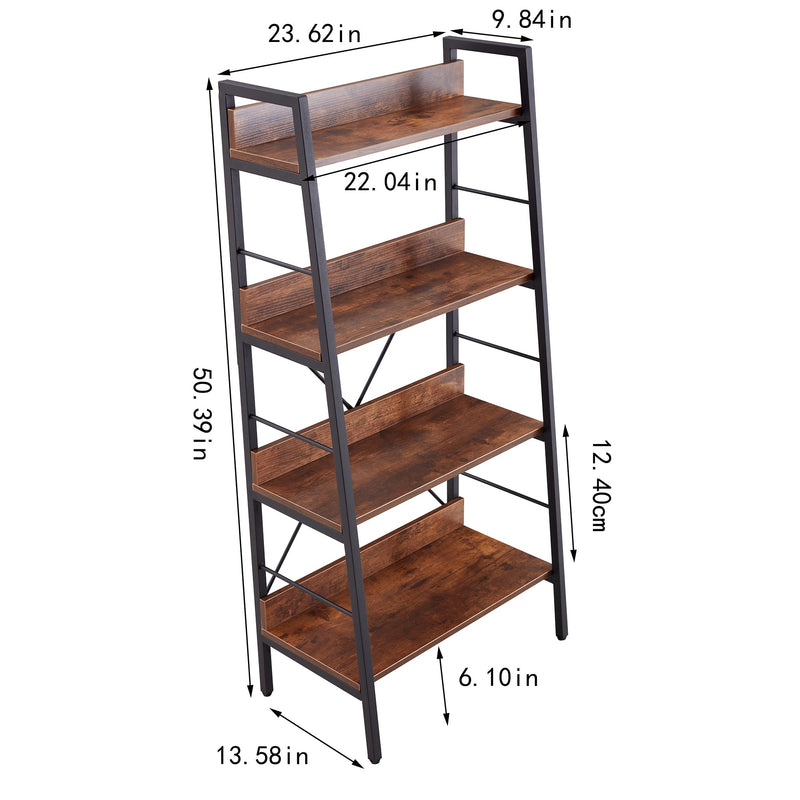 4 LAYER DISPLAY BOOKSHELF H LADDER SHELF STORAGE SHELVES RACK SHELF UNIT METAL FRAME, TIGGER, 1 pc per carton