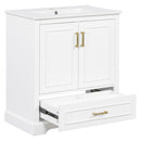 Bathroom Vanity With Sink, 1 Divided Drawer And 2 Soft Close Doors With Double Shelf