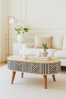 Edessa Bone Inlay Coffee Table, 2-Drawers, Nordic Legs