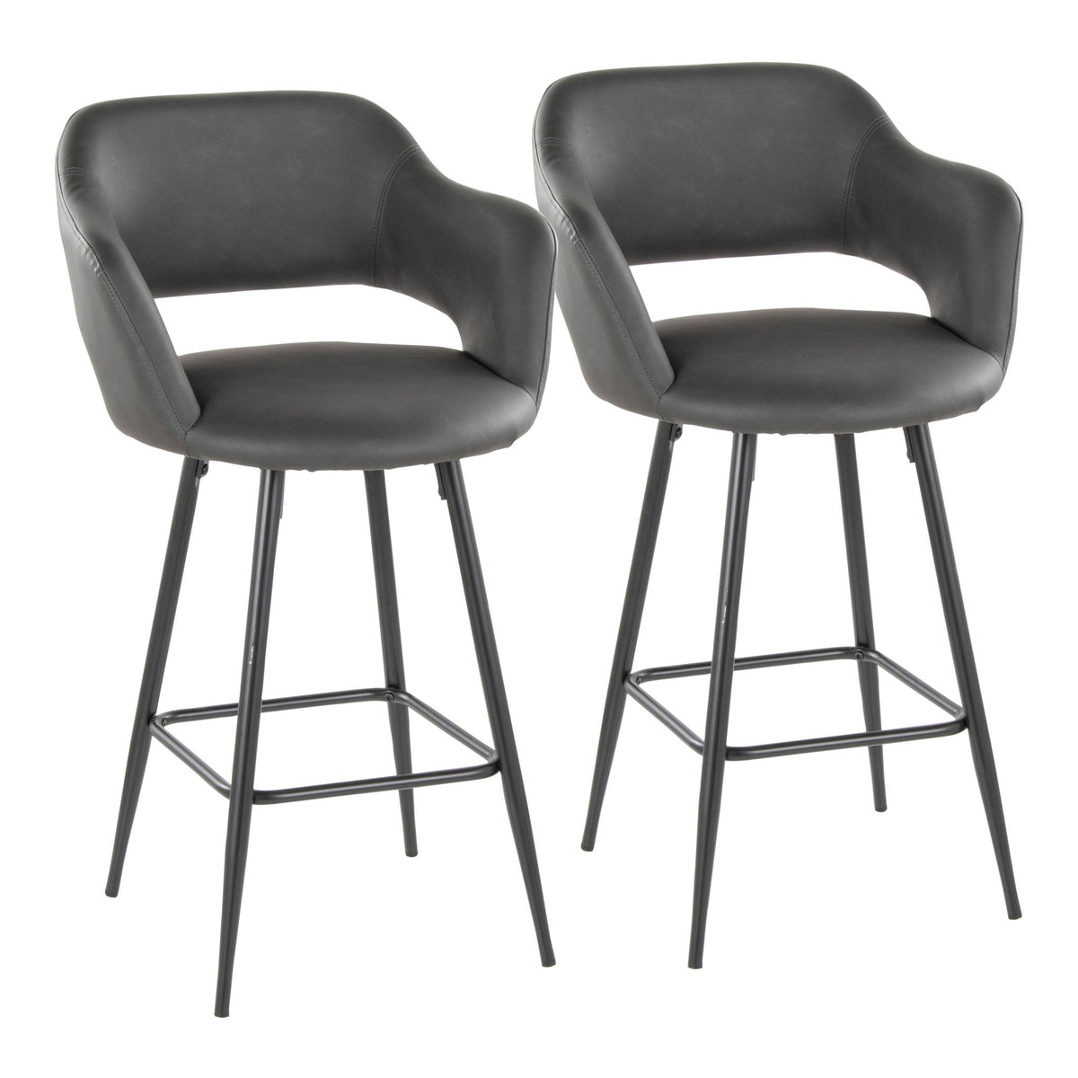 Margarite - Contemporary Fixed Height Counter Stool With Square Footrest (Set of 2), photo 4 of 20