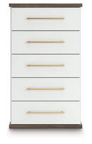 Kendanport - Five Drawer Chest - Brown / White by Unique Piece Furniture