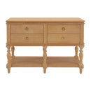 Console Table With 4 Soft Close Drawers, Thick Bottom Shelf For Living Room - Natural by HouseOfZazla