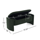 Elegant Long Shaped Storage Ottoman Bench, Boucle Material, Dark Green by HouseOfZazla