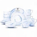 Marbled Round Ceramic Dinnerware Set with Plates and Bowls
