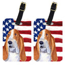 USA American Flag with Basset Hound Luggage Tag