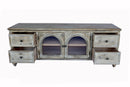 60" Farmhouse TV Stand with 4 Drawers & 2 Glass Doors