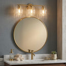 Luster - 3 Lights Vanity With Clear For Bathrooms Above Mirror Wall Lamp Satin - Clear / Gold by HouseOfZazla