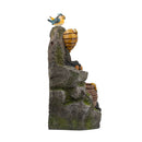 Decorative Two Tiered Water Fountain With Woodland Animal Design, Outdoor Fountain With Light And Pump - Dark Gray by HouseOfZazla