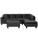 Modern Sectional Sofa With Storage Ottoman, L - Shape Couch With 2 Pillows And Cup Holders by HouseOfZazla