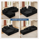 Modular Sectional With Arched Armrests, Includes 3 Back Cushions & 2 Throw Pillows by HouseOfZazla