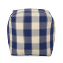 Connor - Checkered Square Pouf Ottoman And Floor Cushion - Ivory / Navy by HouseOfZazla