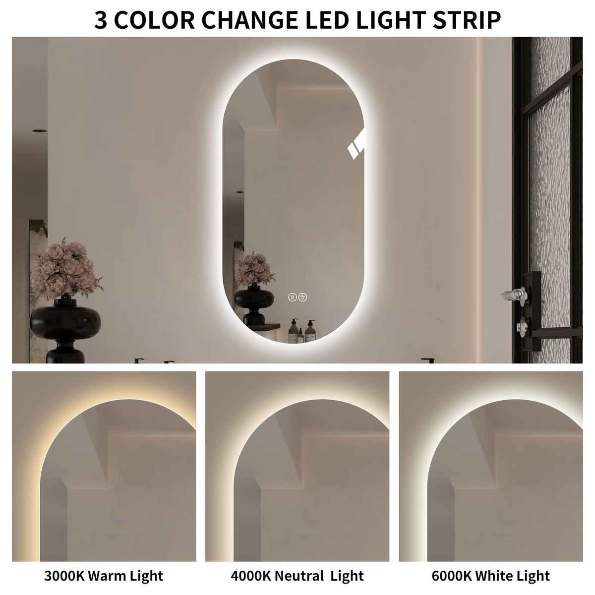 Smart Wall Mounted LED Touch Screen Mirror With Anti-Fog Function And Adjustable Lighting, photo 16 of 18