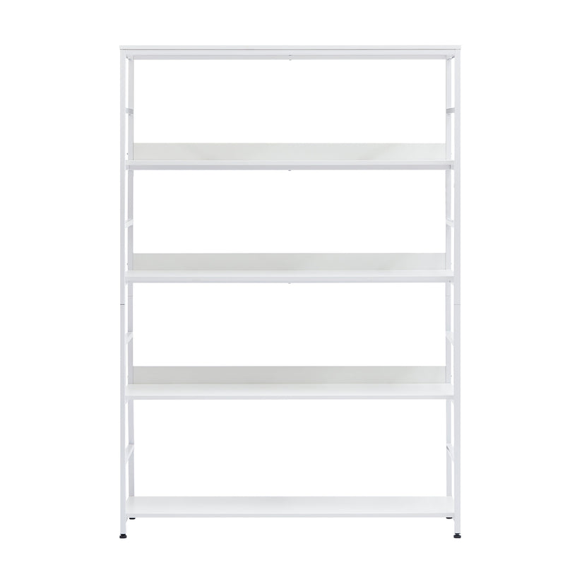 5-Tier Home Office Bookcase Open Bookshelf Storage Large 5 Shelf Bookshelf Furniture with Metal Frame, White