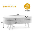 Oval Storage Ottoman Bench with Rubberwood Legs
