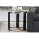 Round End Table For Living Room - Gold / Brown by HouseOfZazla