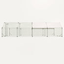 9.94 ft. x 25.68 ft. Galvanized Large Metal Walk in Chicken Coop Cage Farm Poultry Run Hutch Hen House